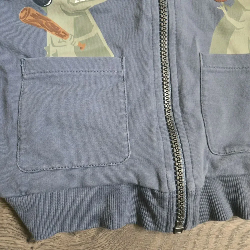 Tommy Bahama Boys 3T Blue Dinosaur Baseball Zip Up Hoodie Jacket Spikes Preowned